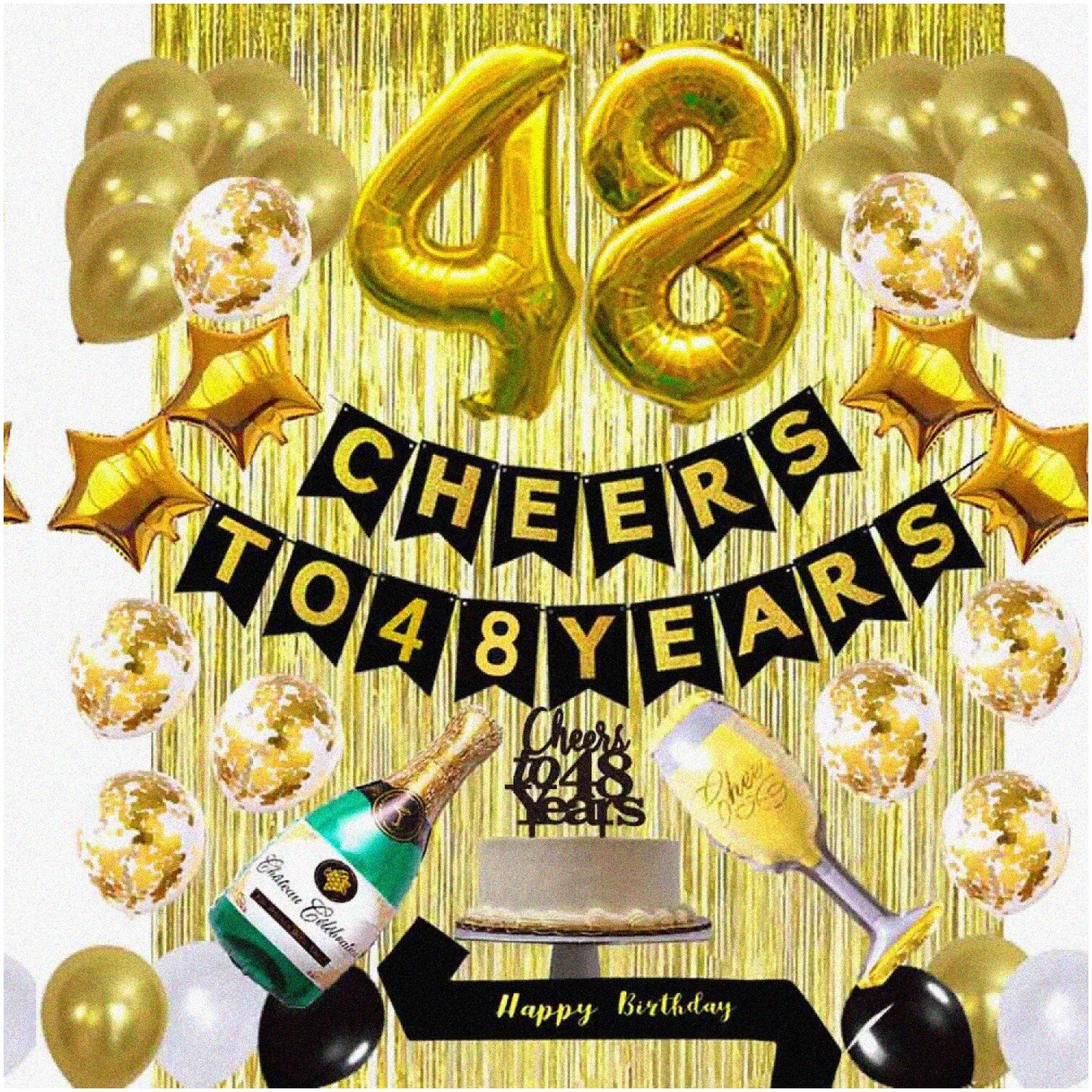 48th Birthday Celebration Kit with Banner, Balloons, Sash