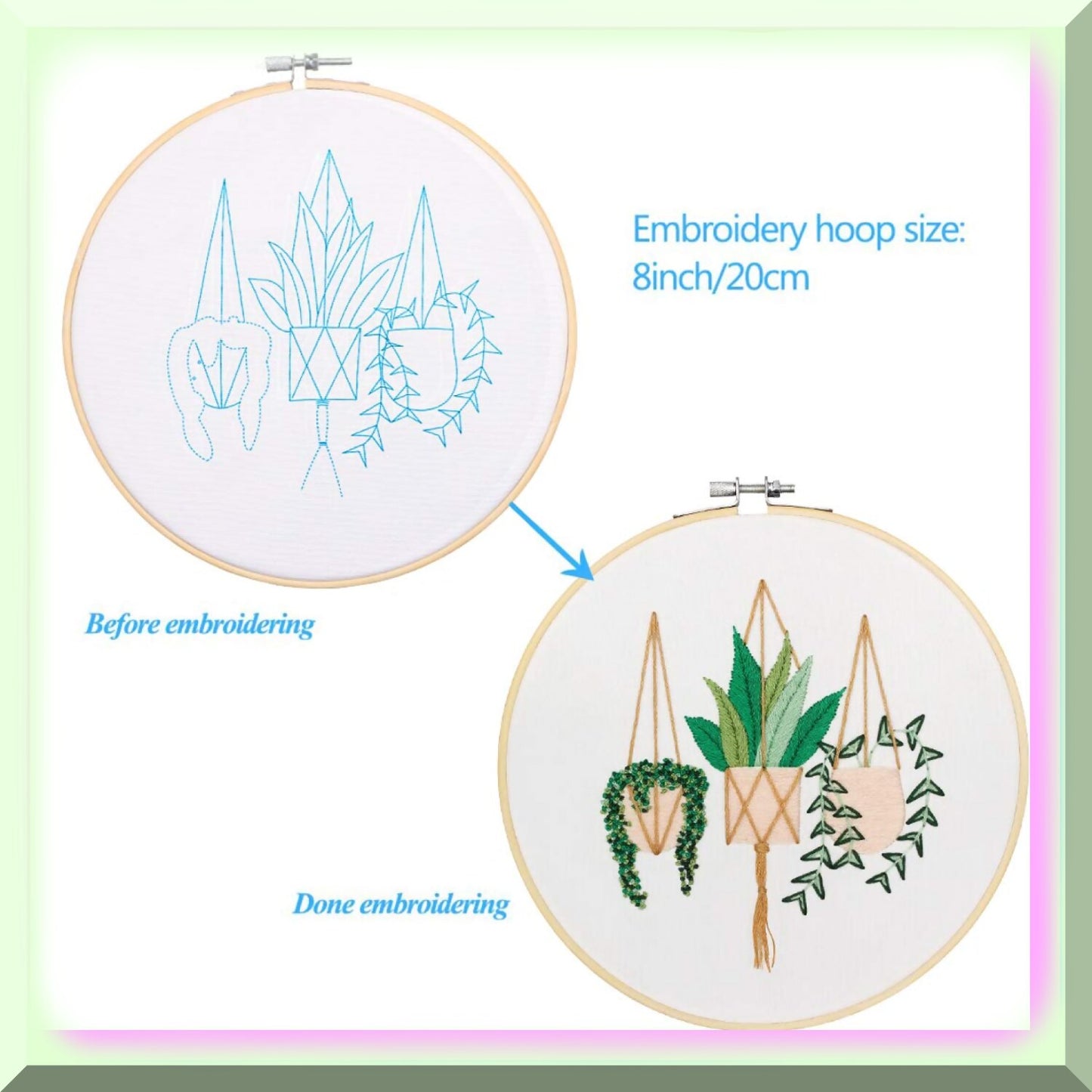 Complete Embroidery Starter Kit with Patterns, Hoops, Threads