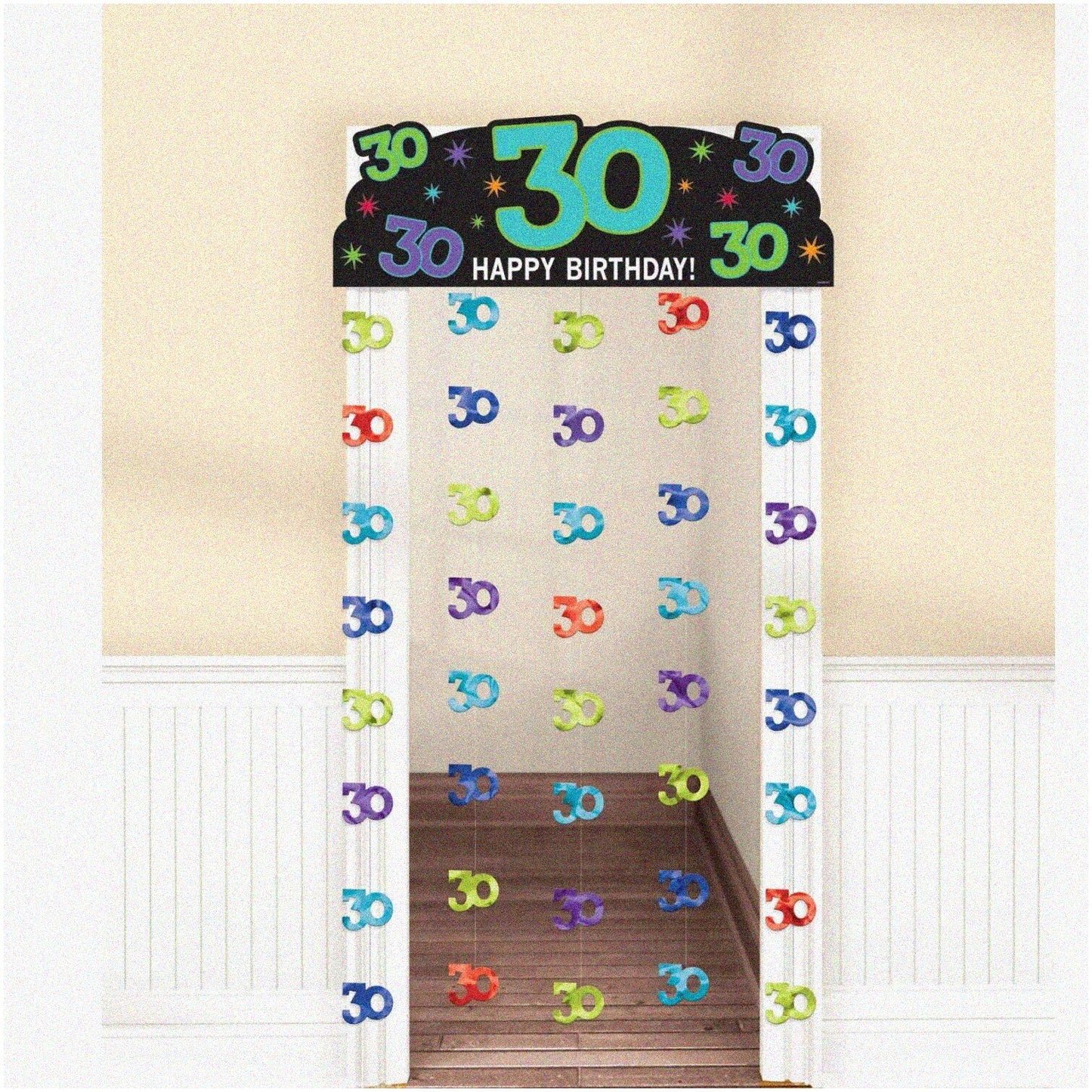 30th Birthday Doorway Curtain 77x39 Inches Multicolored