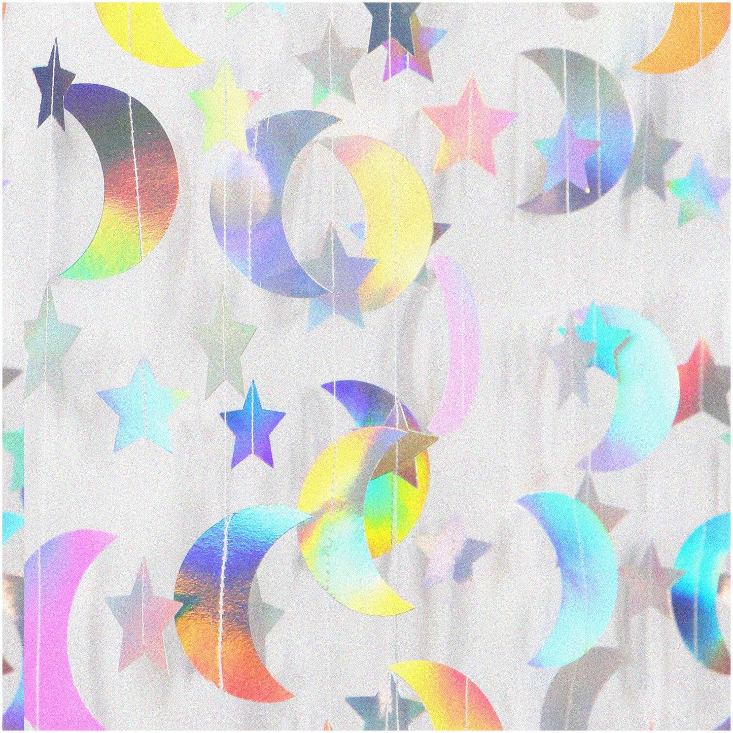 Neon Streamers Iridescent Moon-Star Garland 62Ft