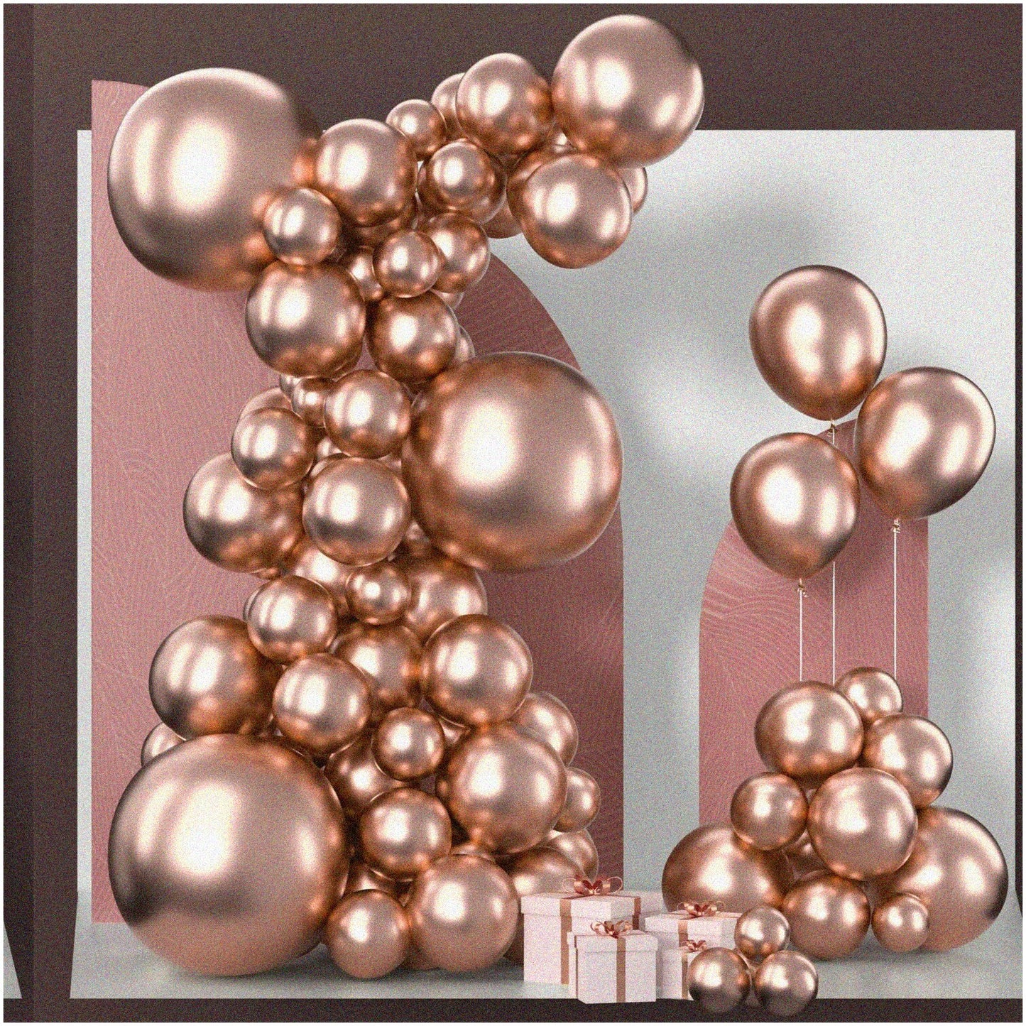 Rose Gold Metallic Balloon Set 100 pcs Various Sizes