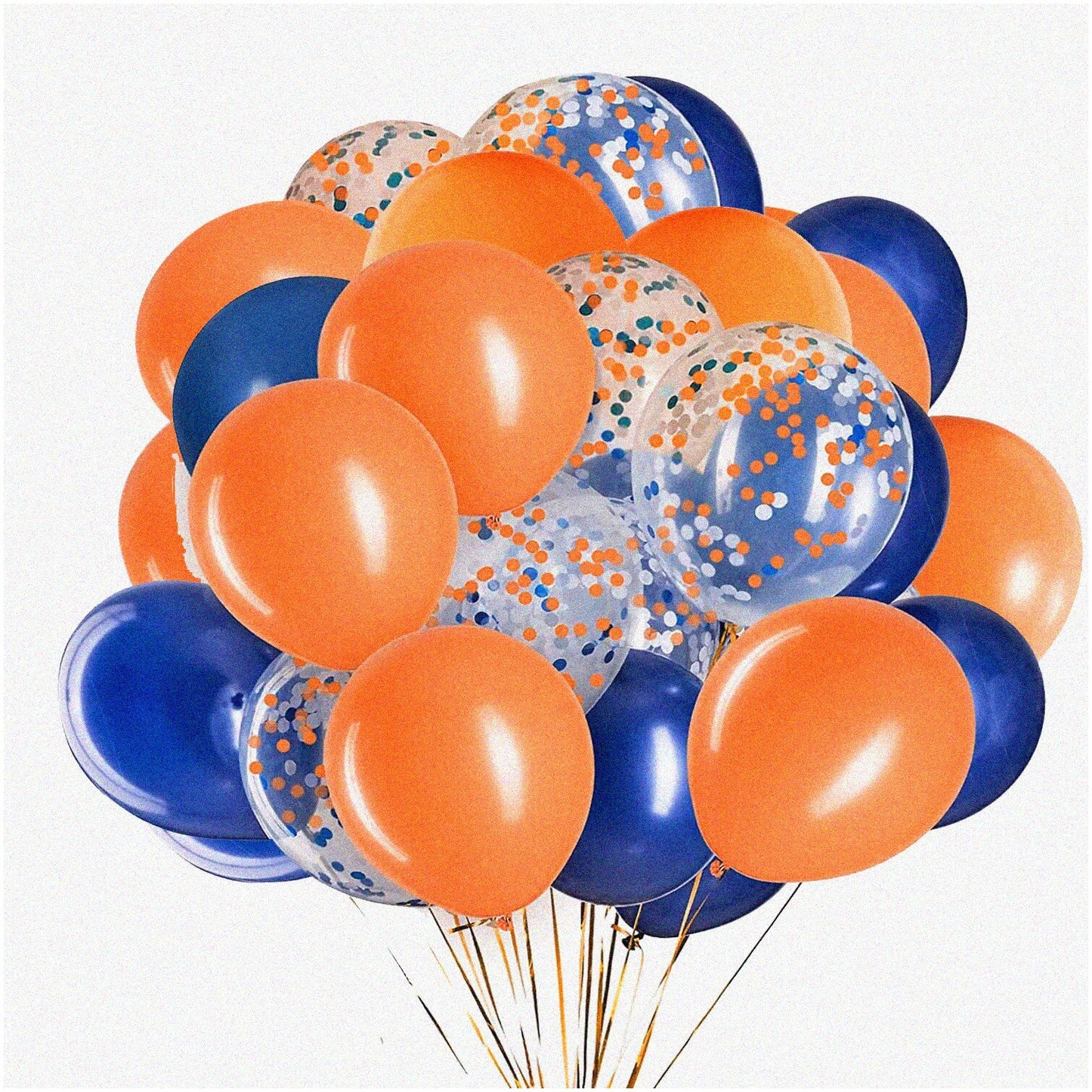 Vibrant Navy Blue and Orange Confetti Party Balloons 12 inch 50 PCS