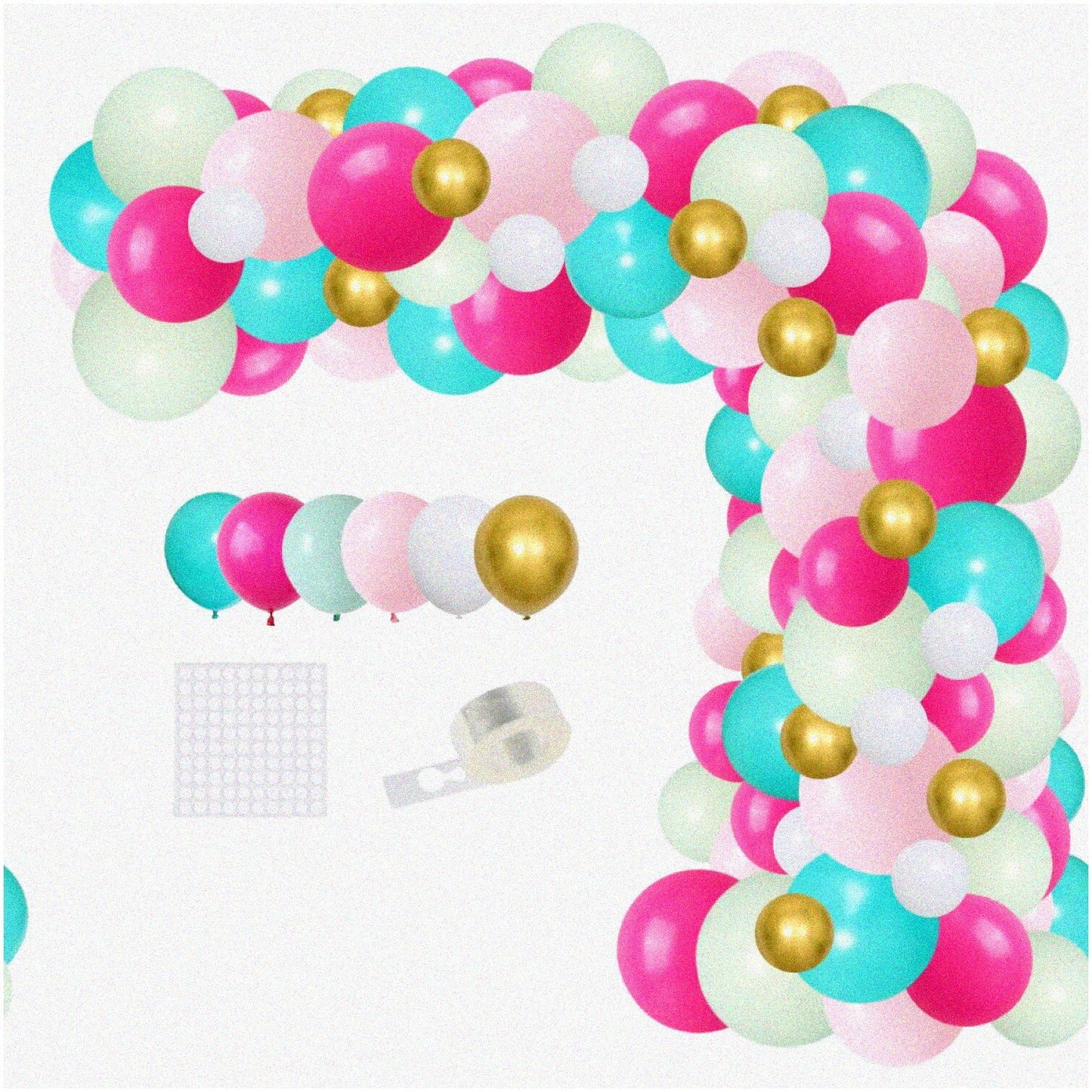 Pastel Balloon Garland Kit 122PCS Teal Blue Pink Green Red Gold