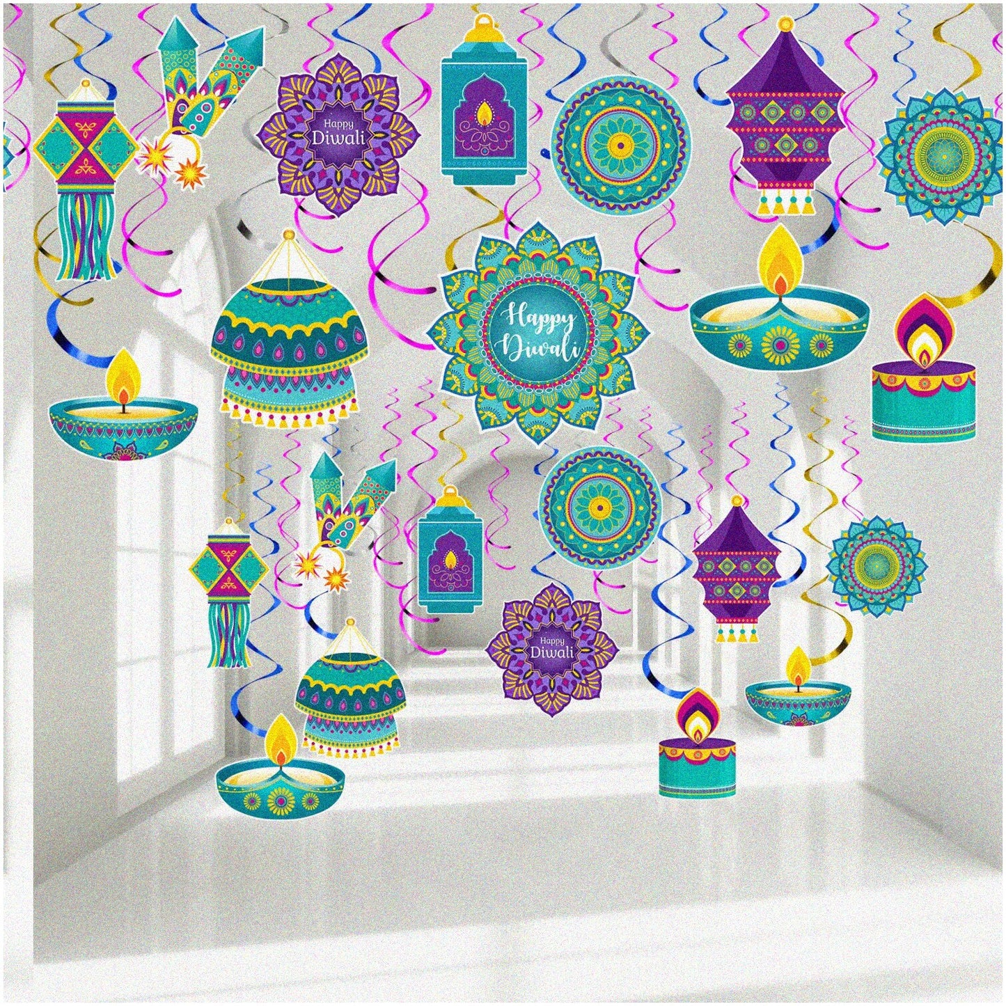 30-Piece Gold Swirl Hanging Decorations