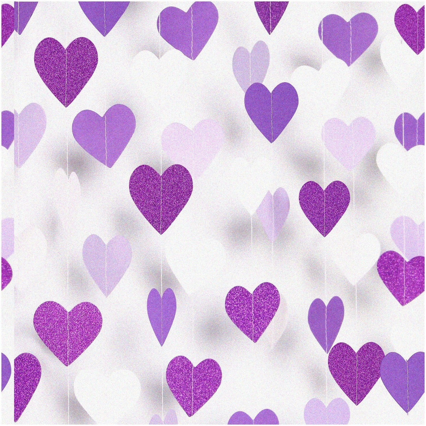 Lavender Heart Garland & Streamers 52ft Purple Decor