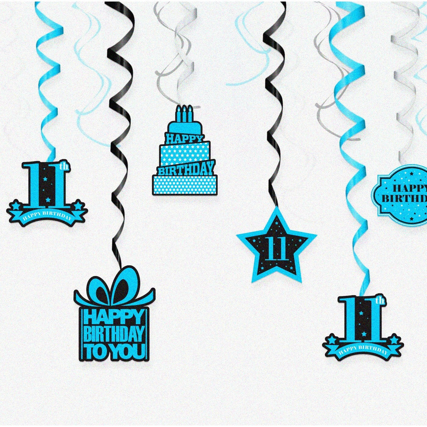 Navy 11th Birthday Hanging Swirls & Stars Set