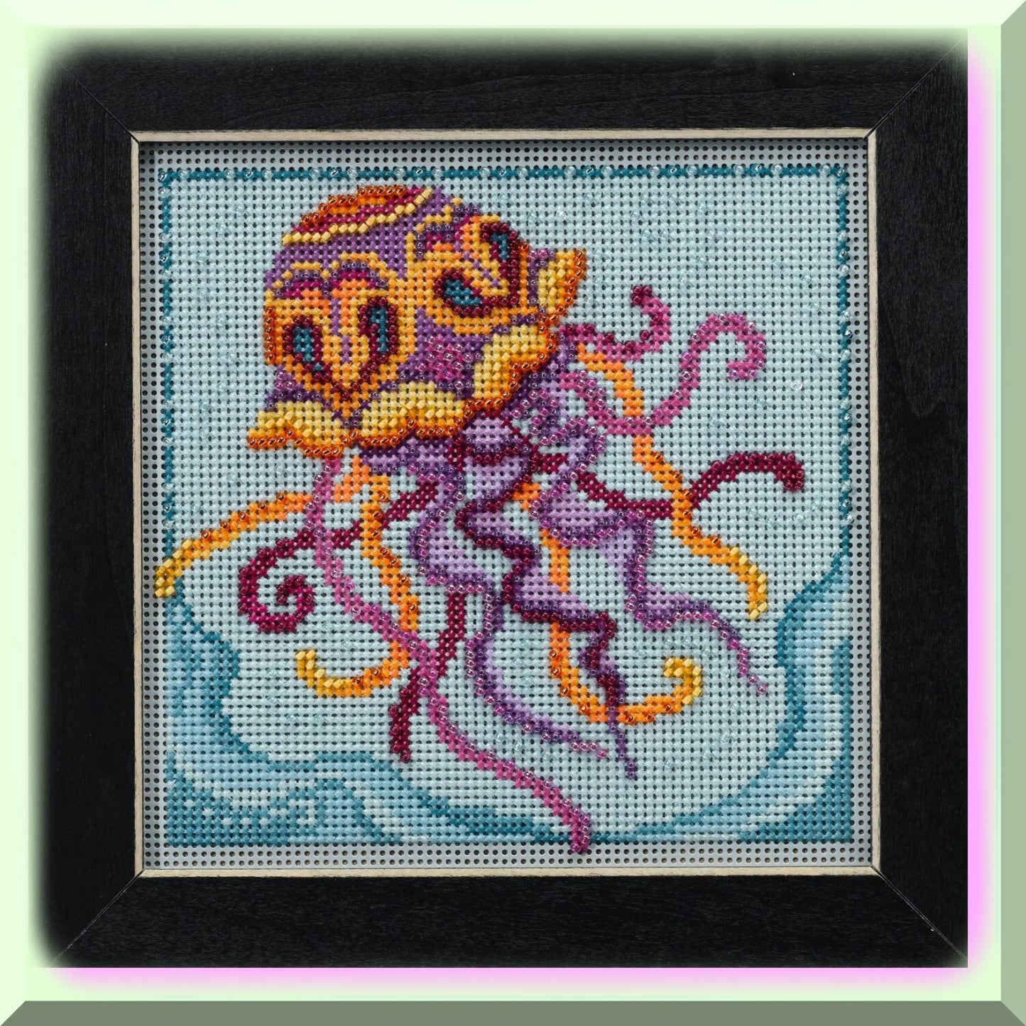 Marine Life Cross Stitch Kit with Beads and Instructions