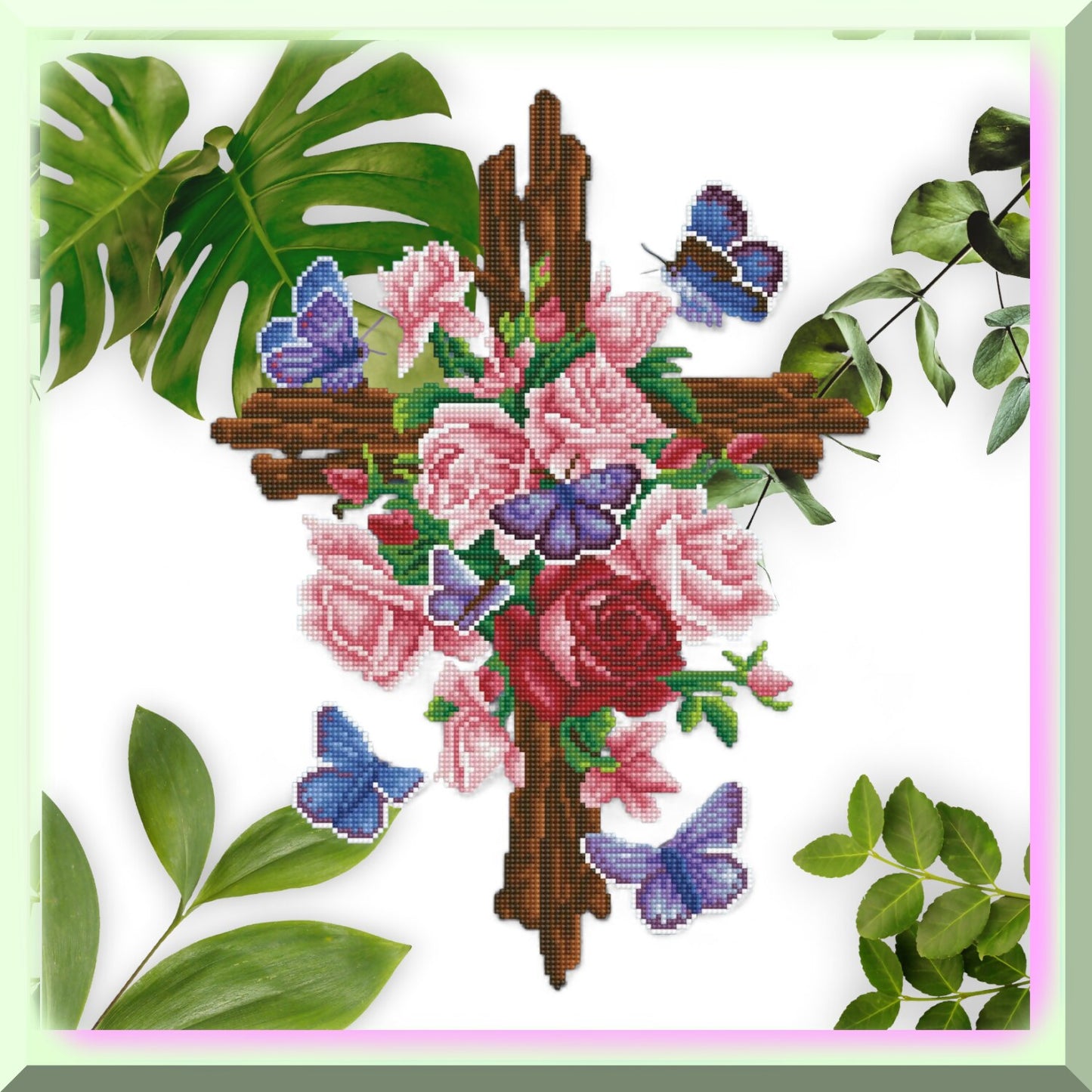 Sparkling Flower Cross Art Kit for Adults