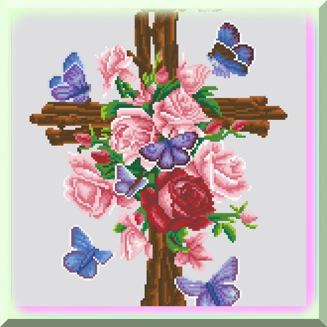 Sparkling Flower Cross Art Kit for Adults