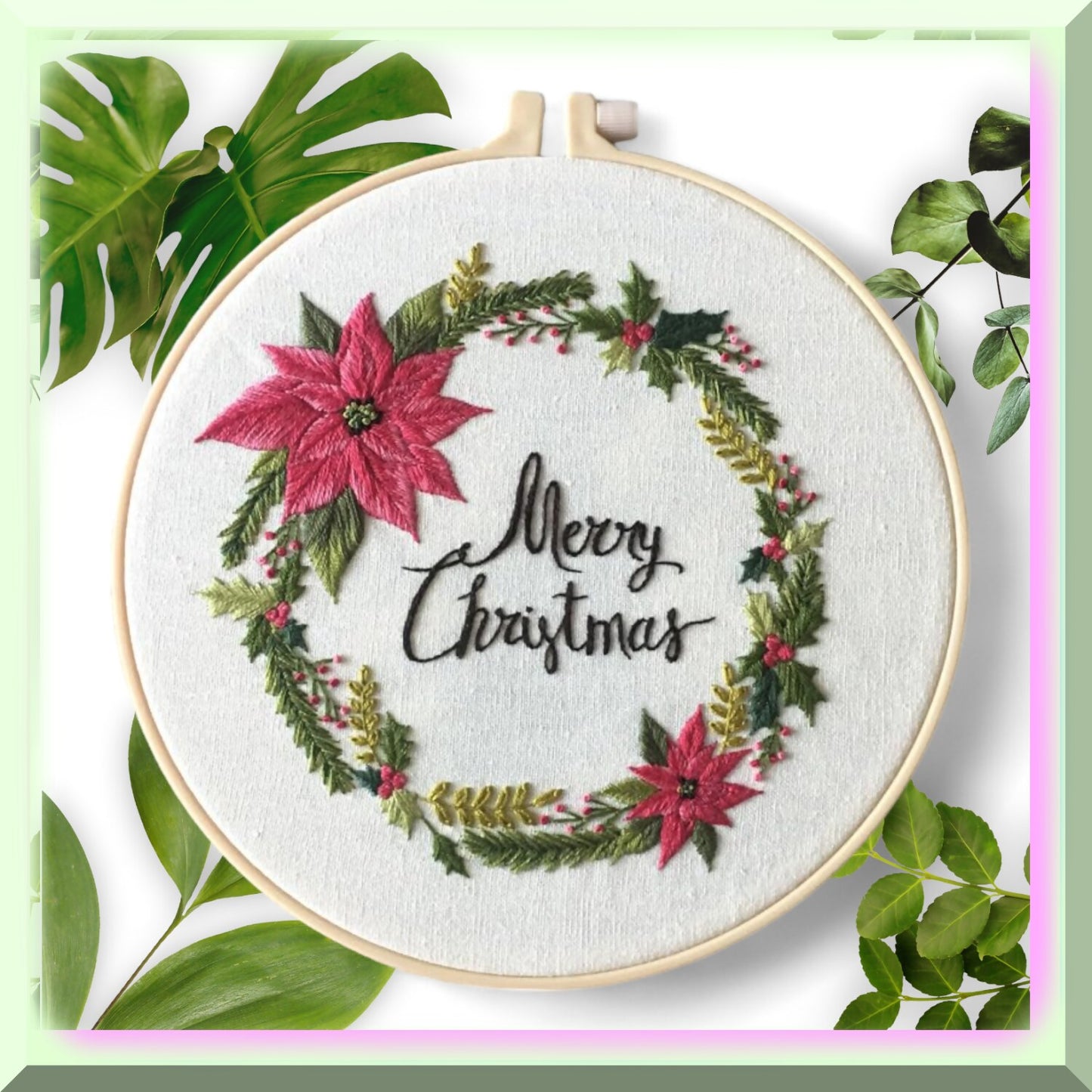Red Flower Cross Stitch Embroidery Kit for Beginners