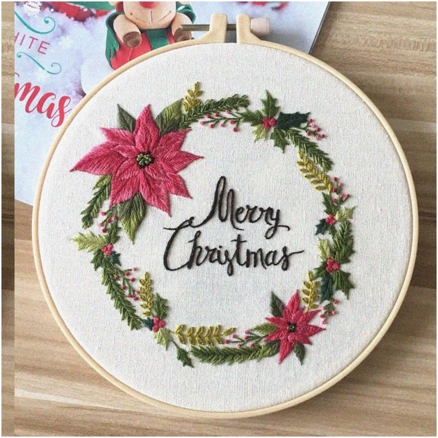 Red Flower Cross Stitch Embroidery Kit for Beginners