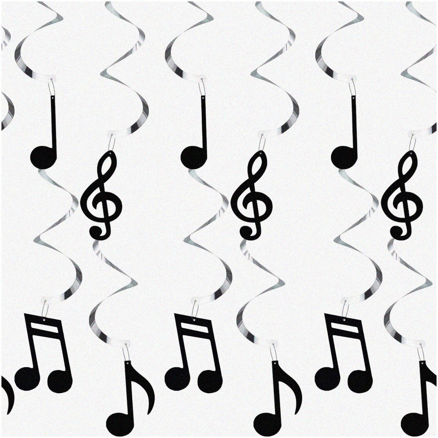 25-Piece Black Musical Note Hanging Swirls Decorations