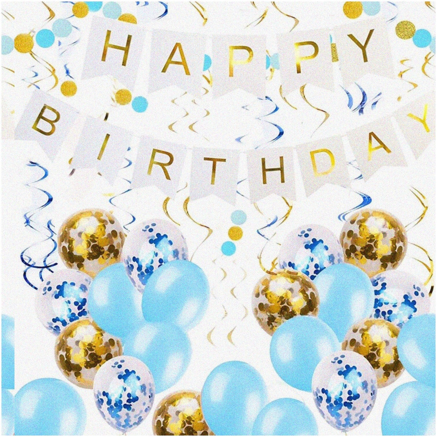 Blue and Gold Birthday Party Decor Kit