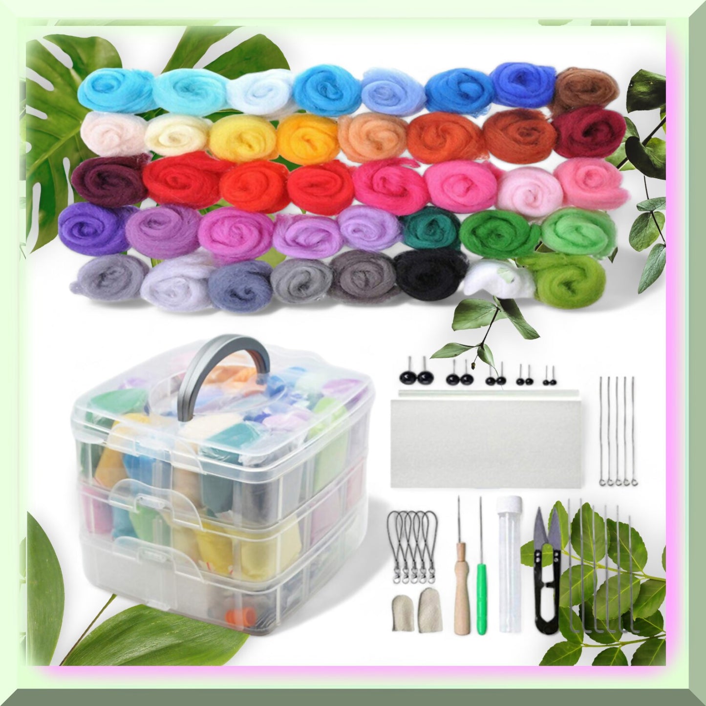 Complete Needle Felting Kit with 40 Colors and Tools