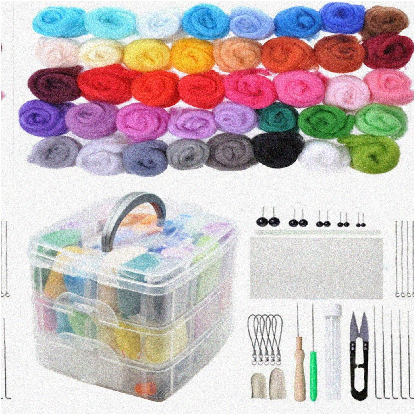 Complete Needle Felting Kit with 40 Colors and Tools