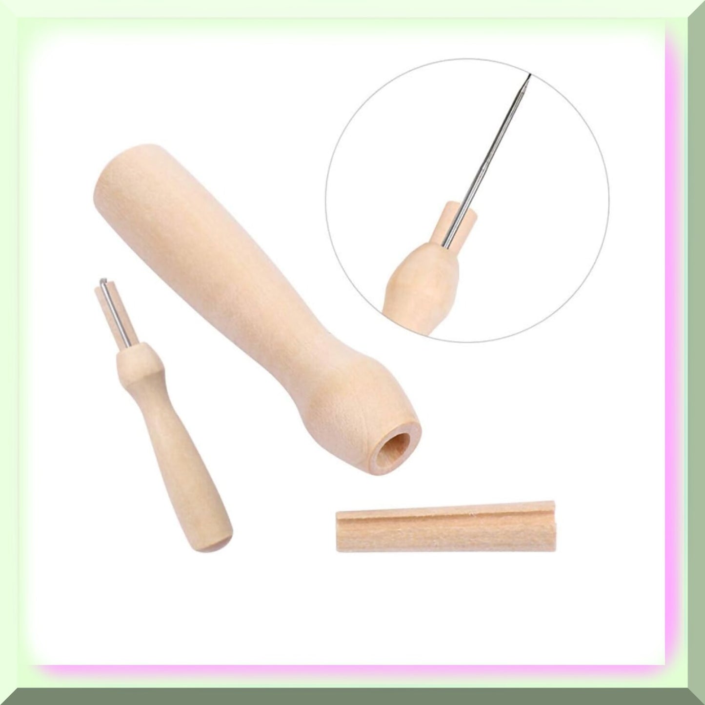 6Pcs Wooden Felting Needle Handles for Wool Crafting