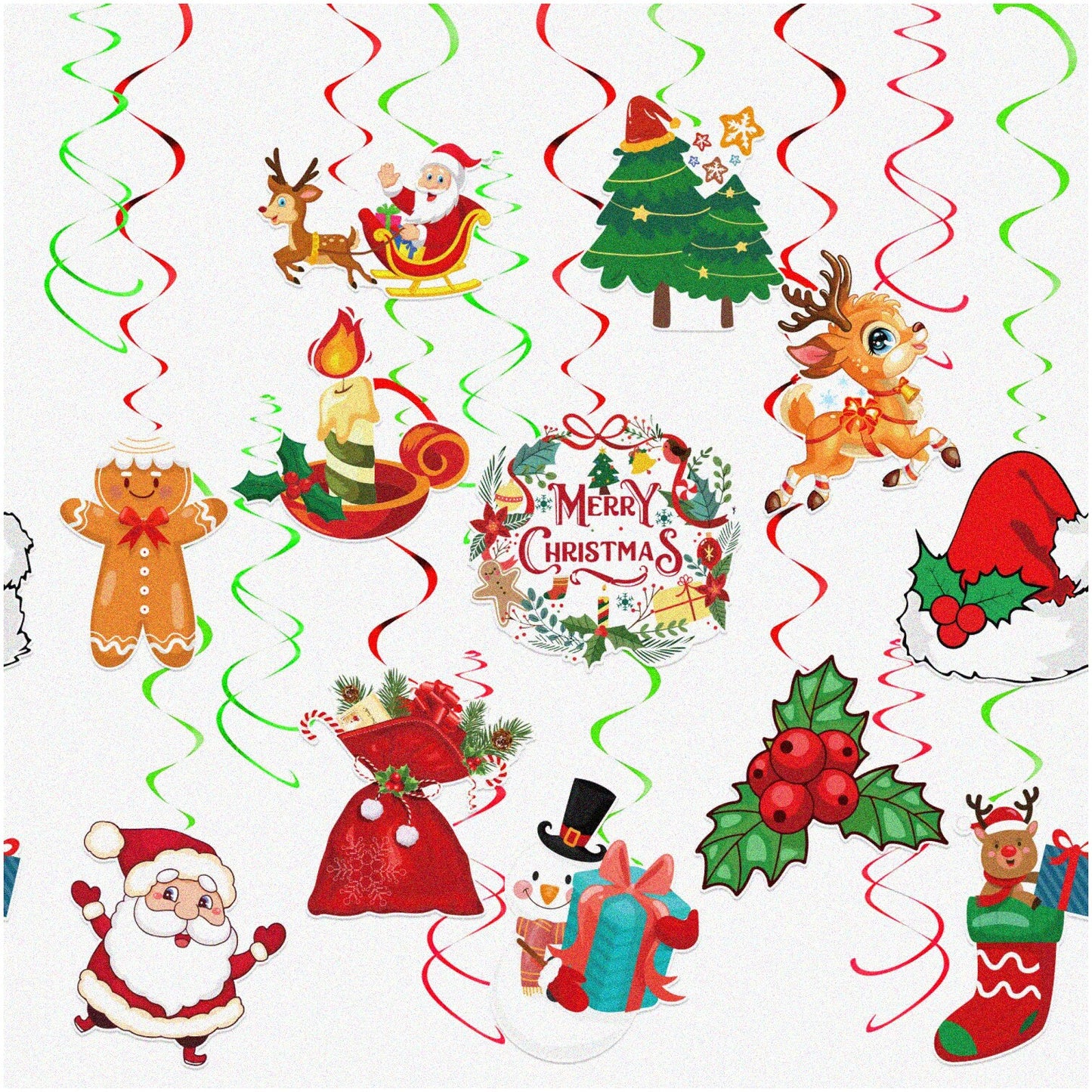 Xmas Party Swirls Hanging Streamers 12PCS