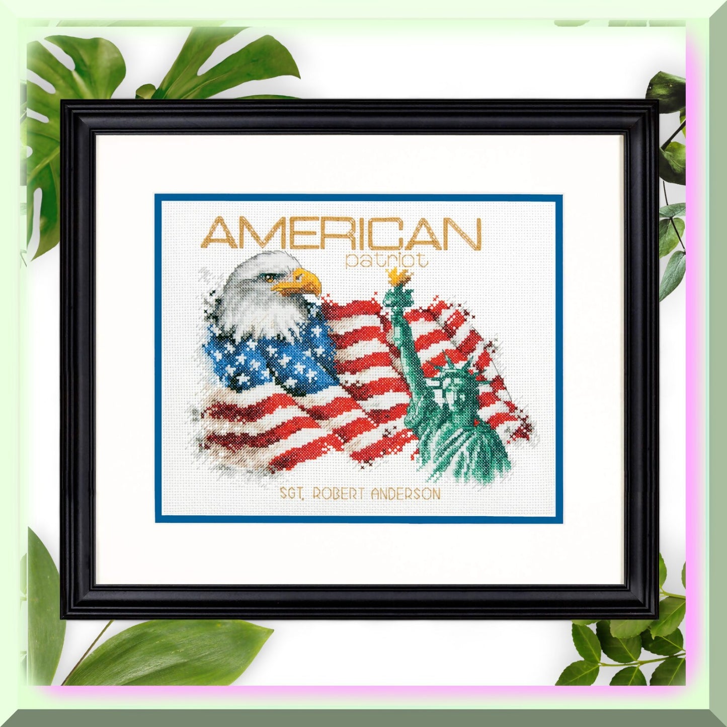 Personalized Patriotic Cross Stitch Kit for Veterans and Military