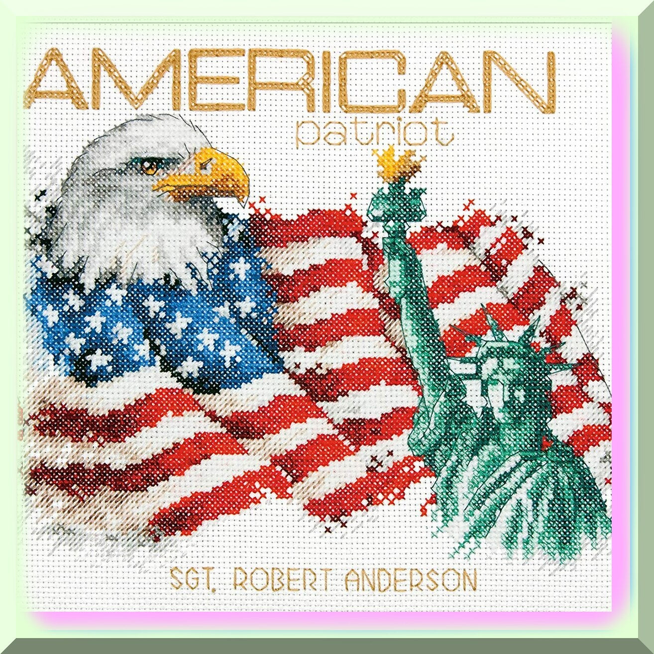 Personalized Patriotic Cross Stitch Kit for Veterans and Military