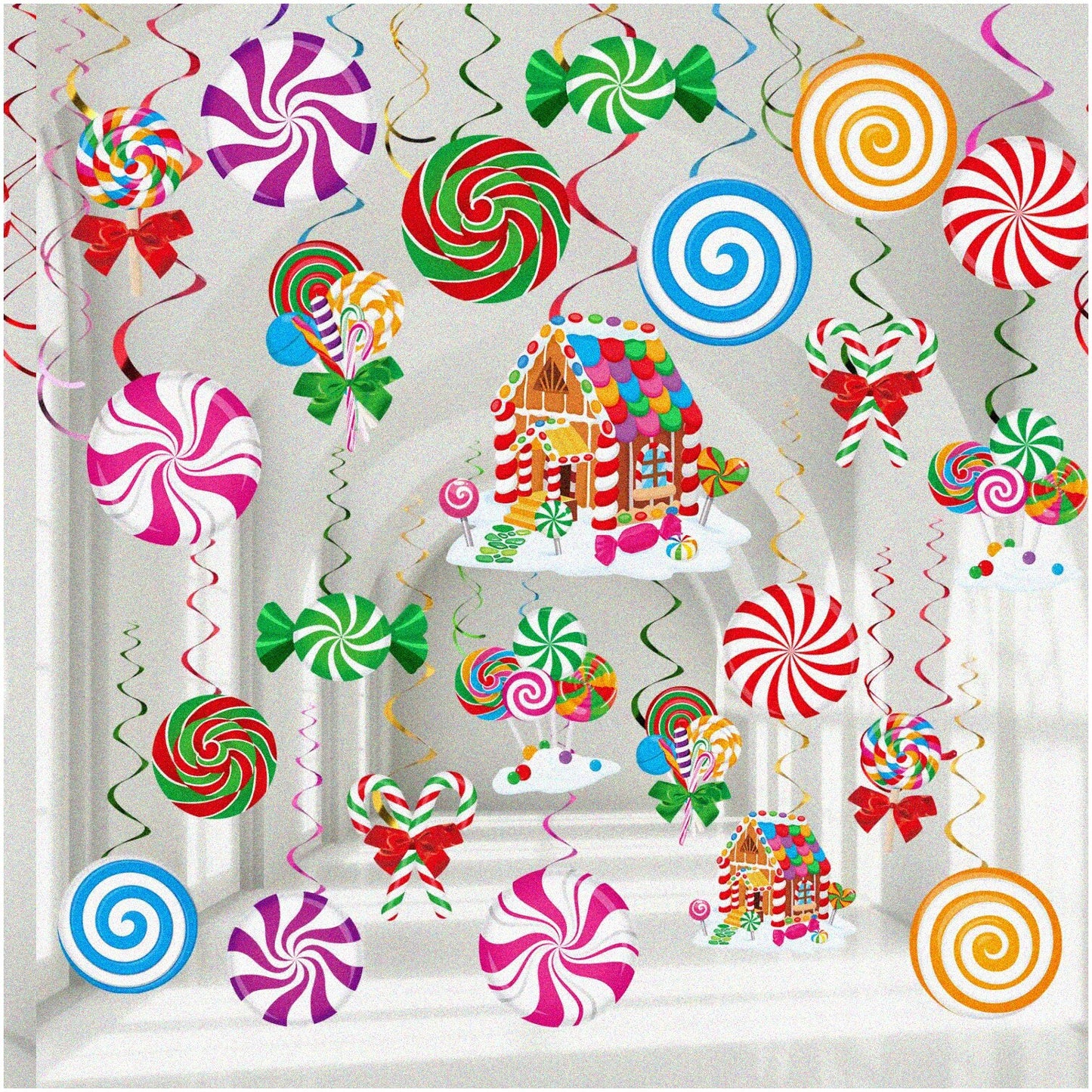 Colorful Candy Cane Hanging Decorations Set