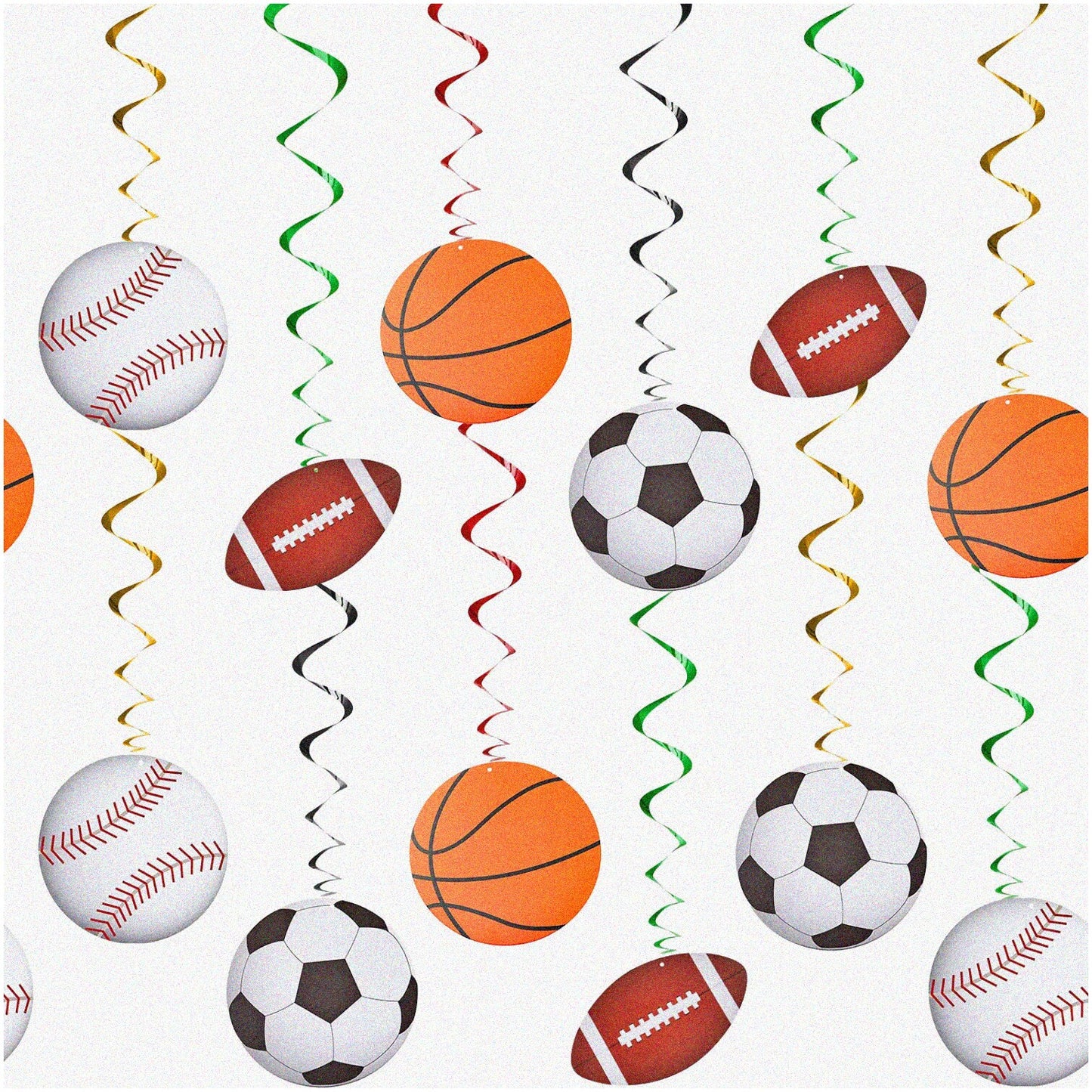 24-Piece Sports Hanging Decorations for Baseball, Basketball, Football, Soccer