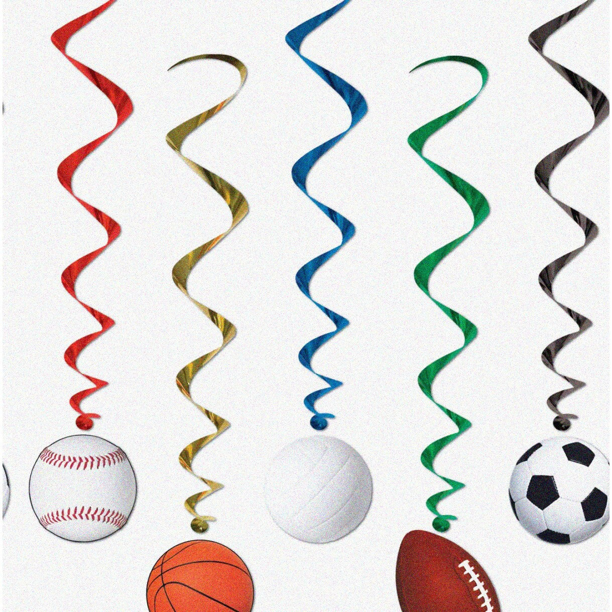 Sporty Spinners 5 Pack Hanging Decorations 3'4" Metallic Whirls