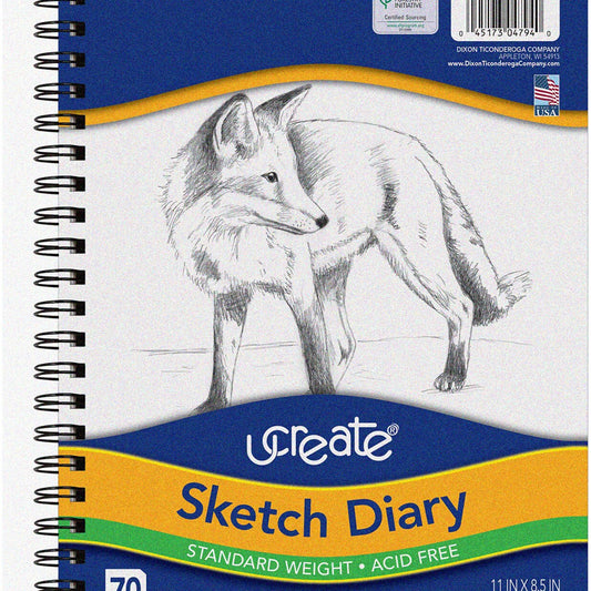 11" x 8-1/2" Sketch Diary with 70 Sheets