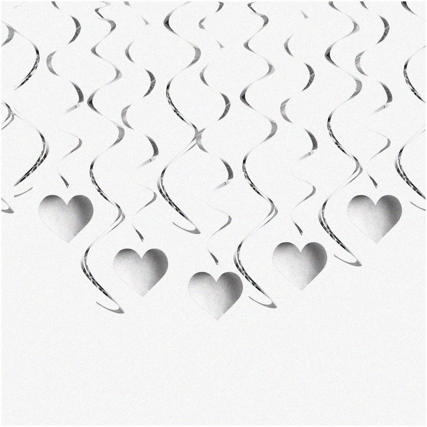 24 Pack Silver Heart and Double Swirl Hanging Decorations