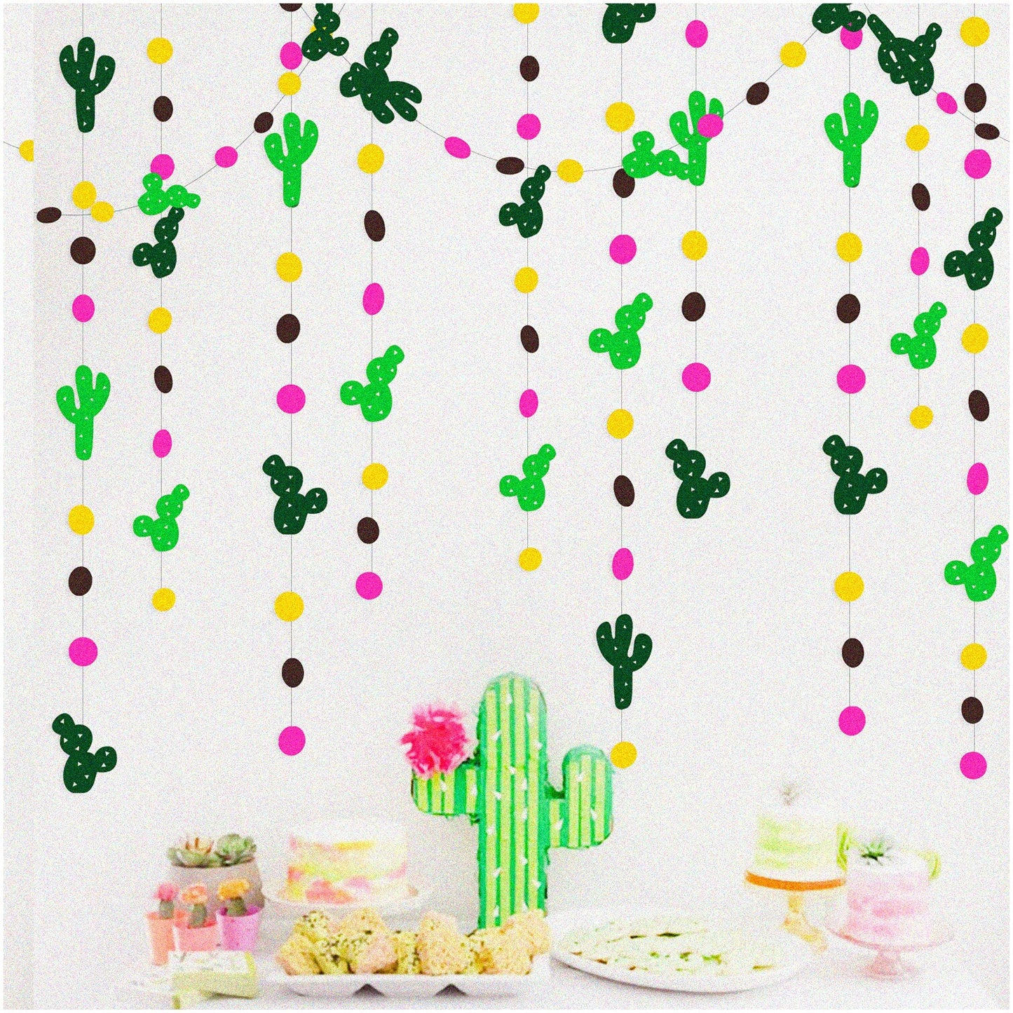 Desert Fiesta Cactus Party Pack 40Ft Garland Green Brown Pink