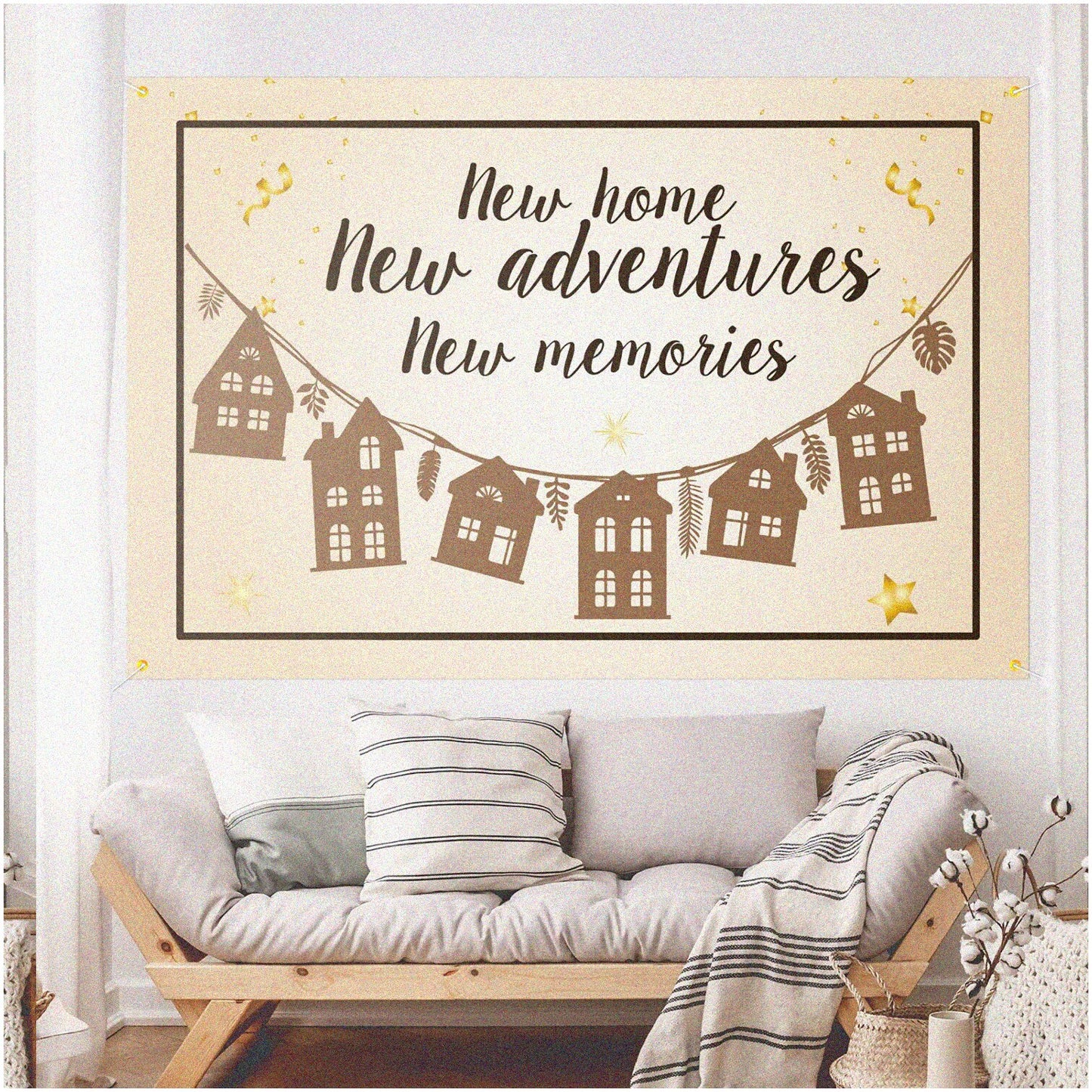Brown Housewarming Party Backdrop Banner 71x47 inches