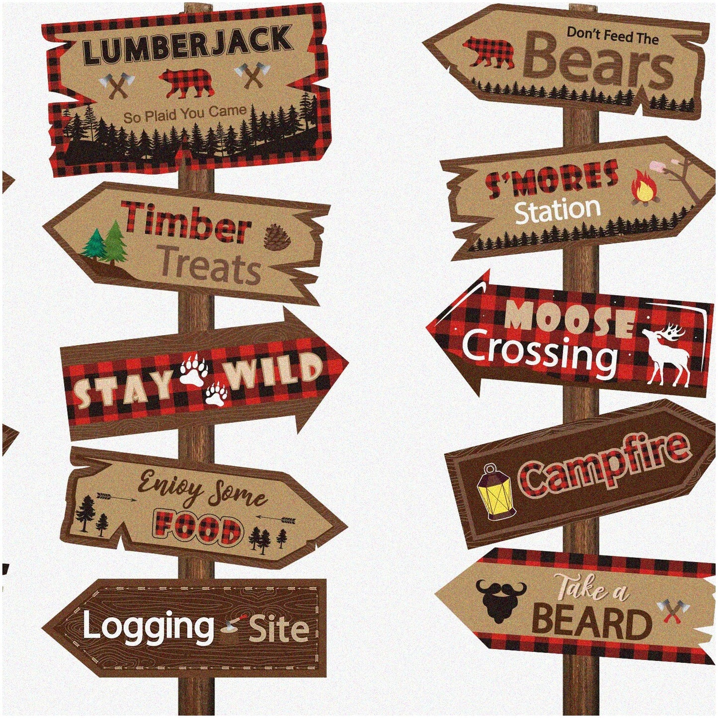 Lumberjack Party Signs Set 20 Pieces
