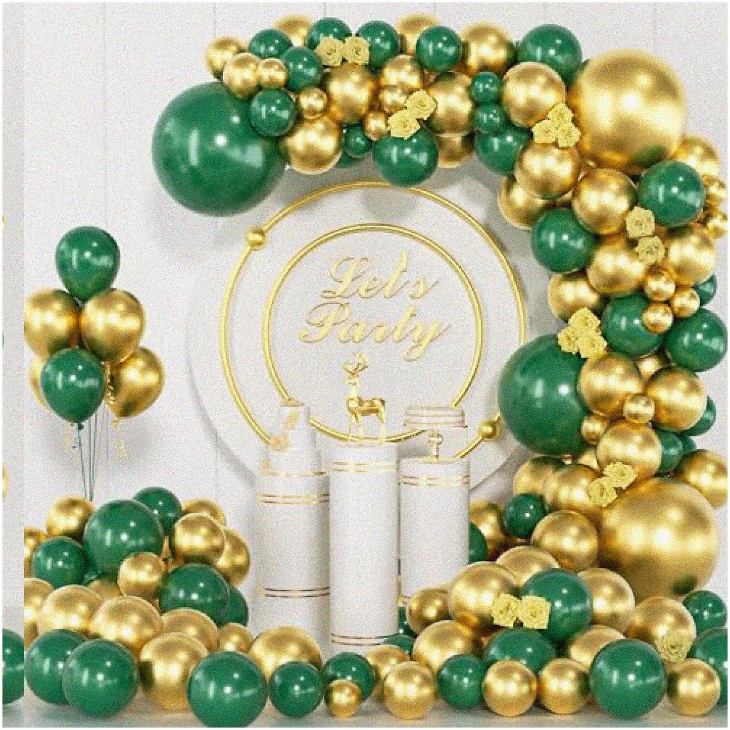 Emerald Forest Hunter Dark Green Gold Balloon Arch Kit