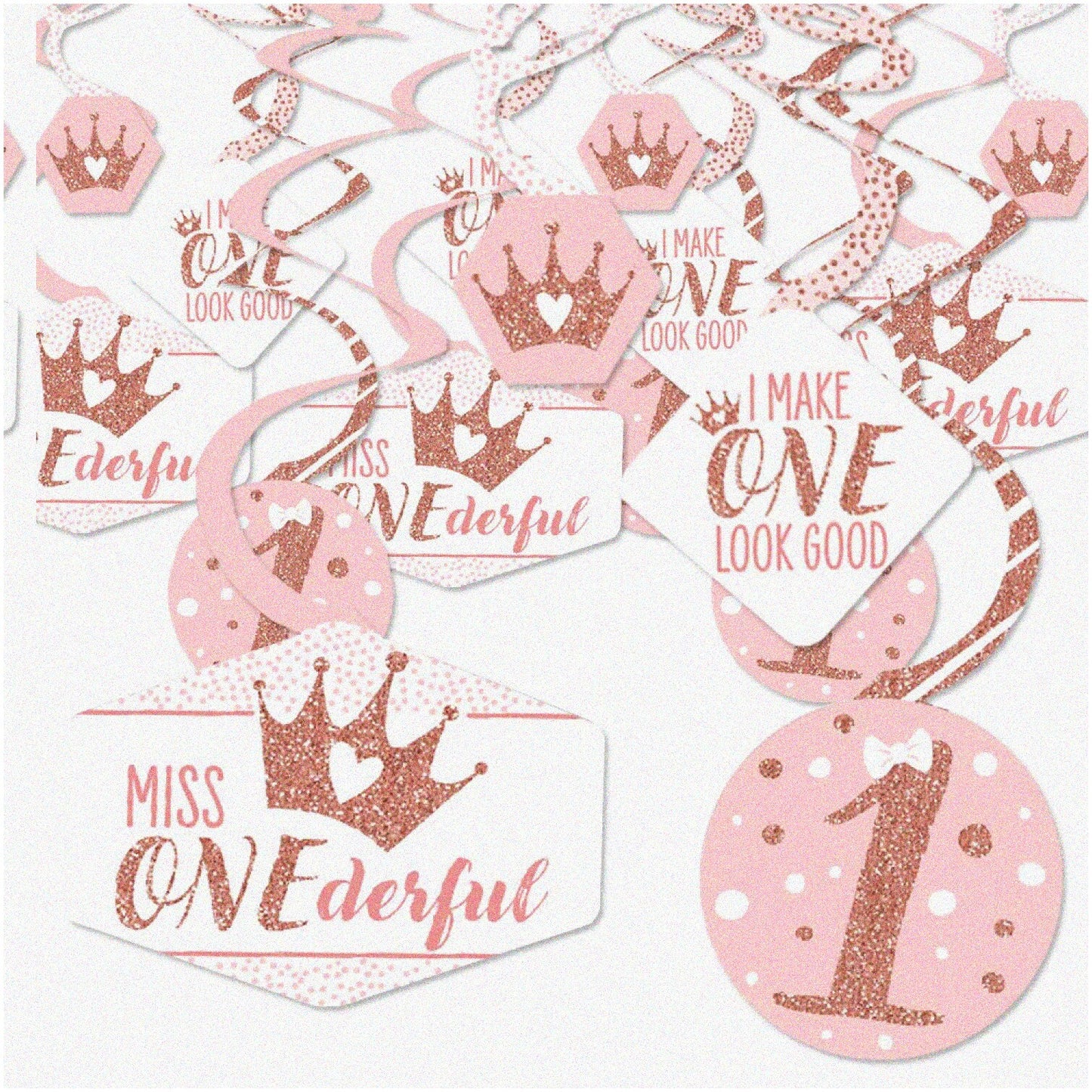 Little Miss Onederful 1st Birthday Swirls Set of 40 Decorations