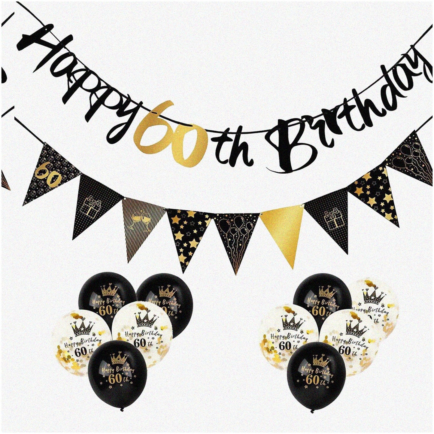 60th Birthday Celebration Decor Kit with Banner and Balloons