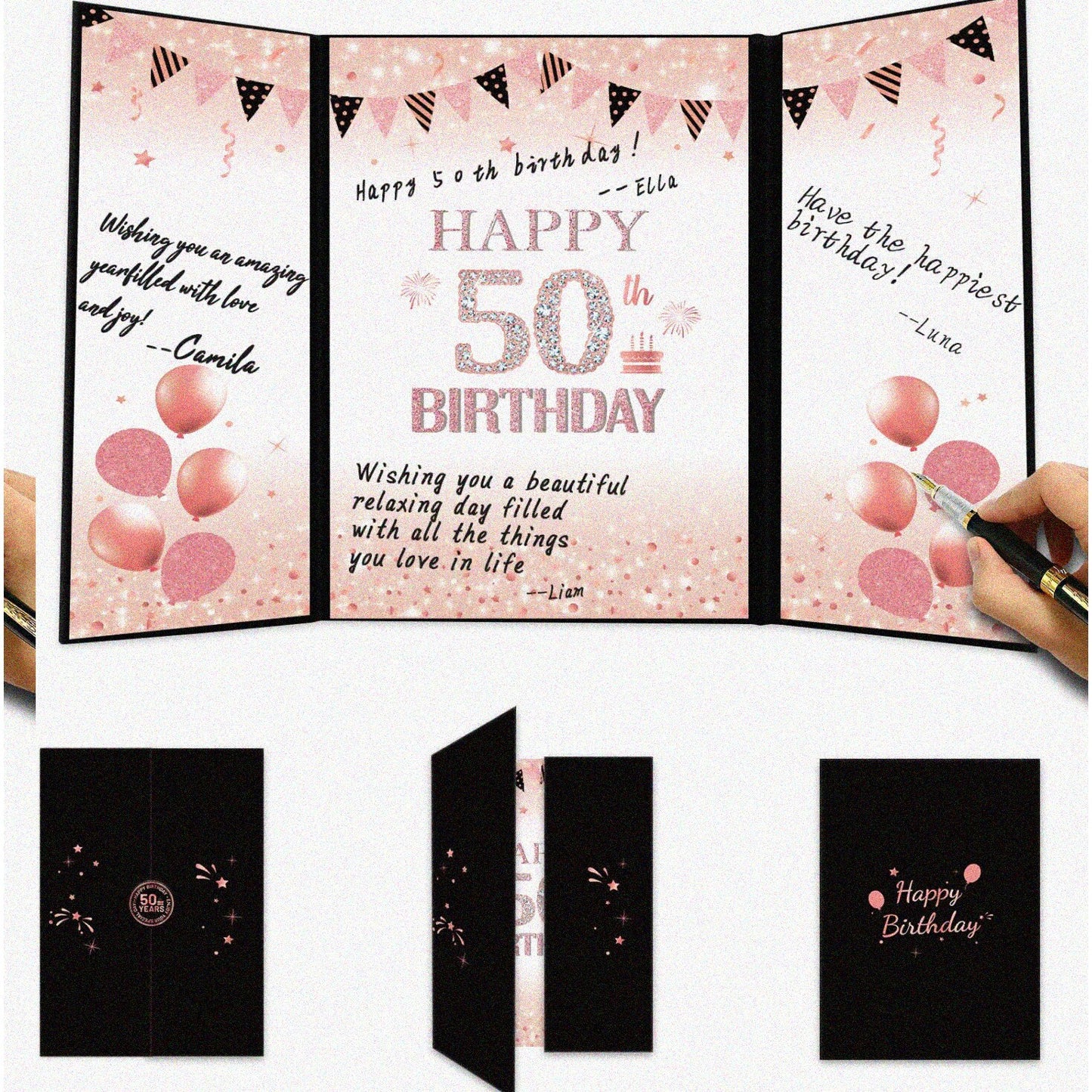 50th Birthday Rose Gold Guest Book Alternative