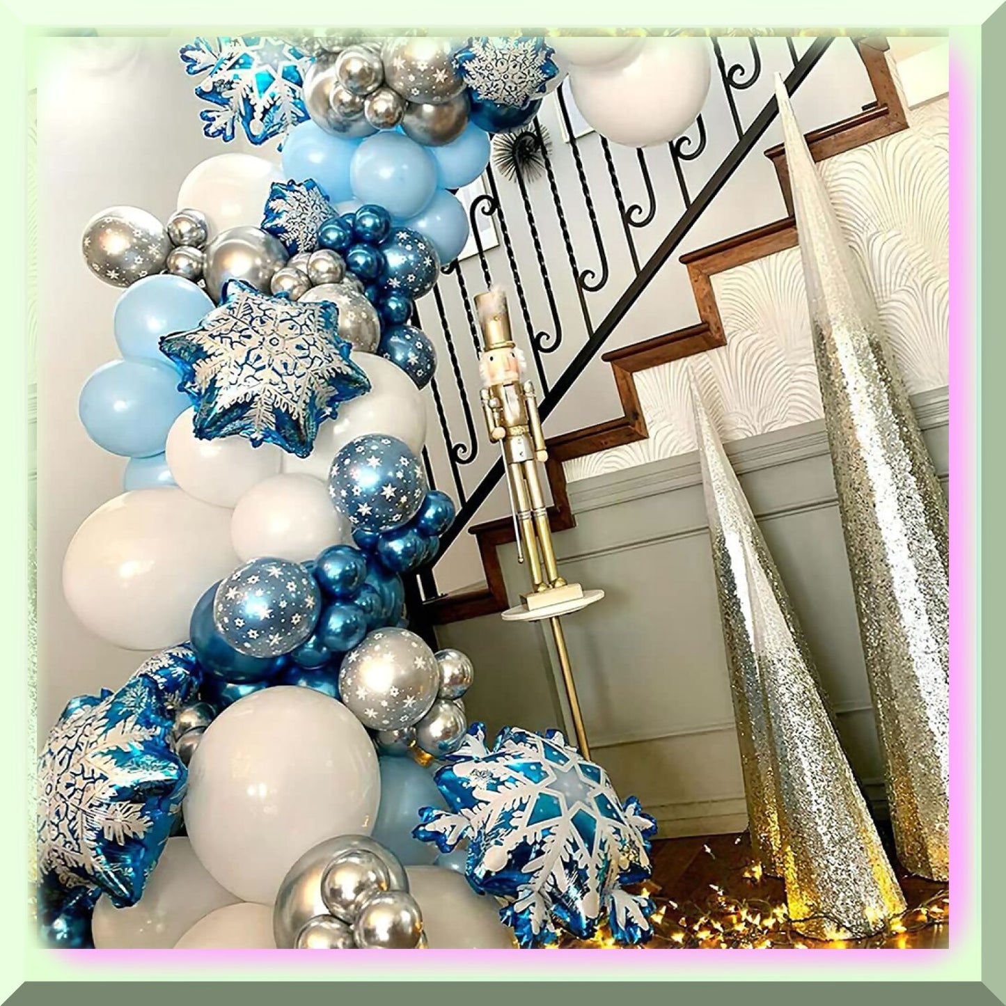 132PCS Snowflake and Metal Balloons Set