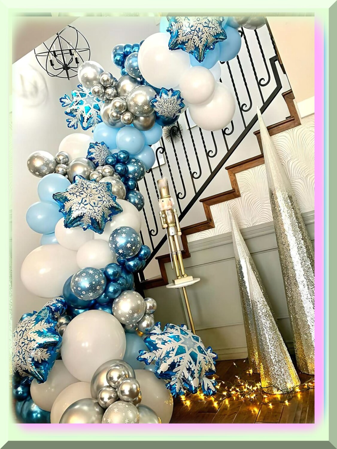 132PCS Snowflake and Metal Balloons Set