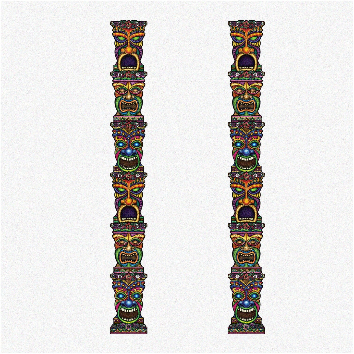 7' Tiki Totem Poles Wall Decorations Set of 2