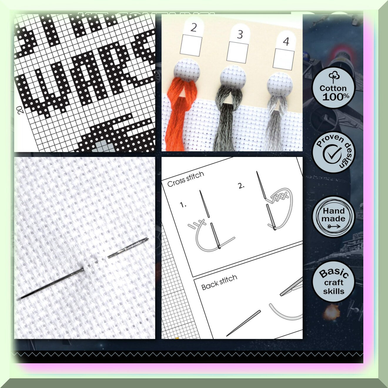 DIY Darth Vader Embroidery Bookmark Kit for Star Wars Fans