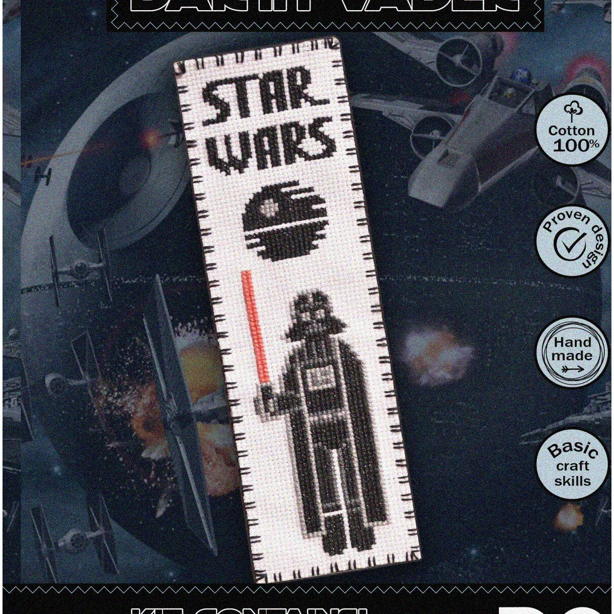 DIY Darth Vader Embroidery Bookmark Kit for Star Wars Fans