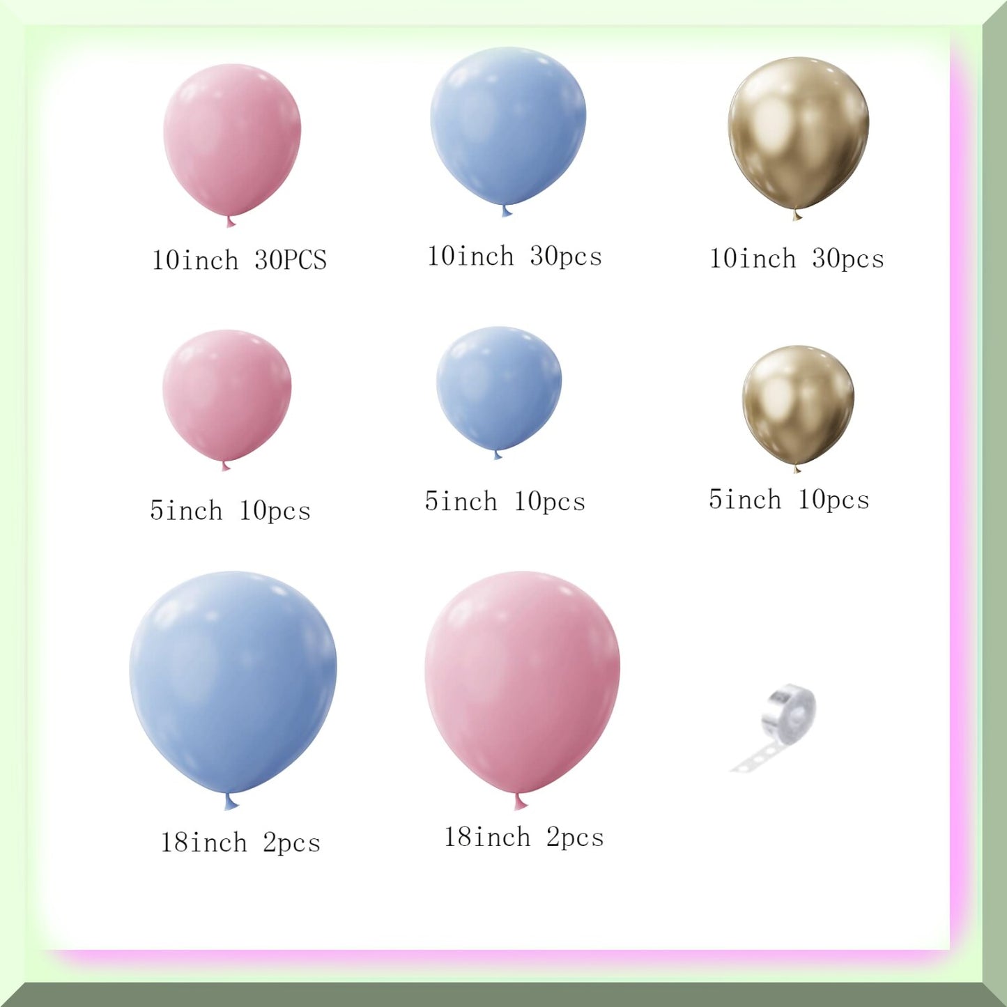 135PCS Metallic Latex Balloon Garland Kit