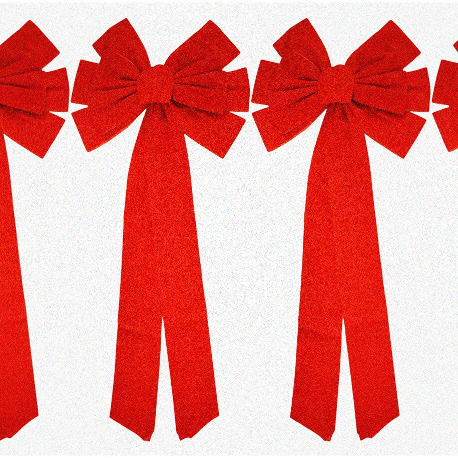 Velvet Crimson Bows Set of 4 26" x 11.5"