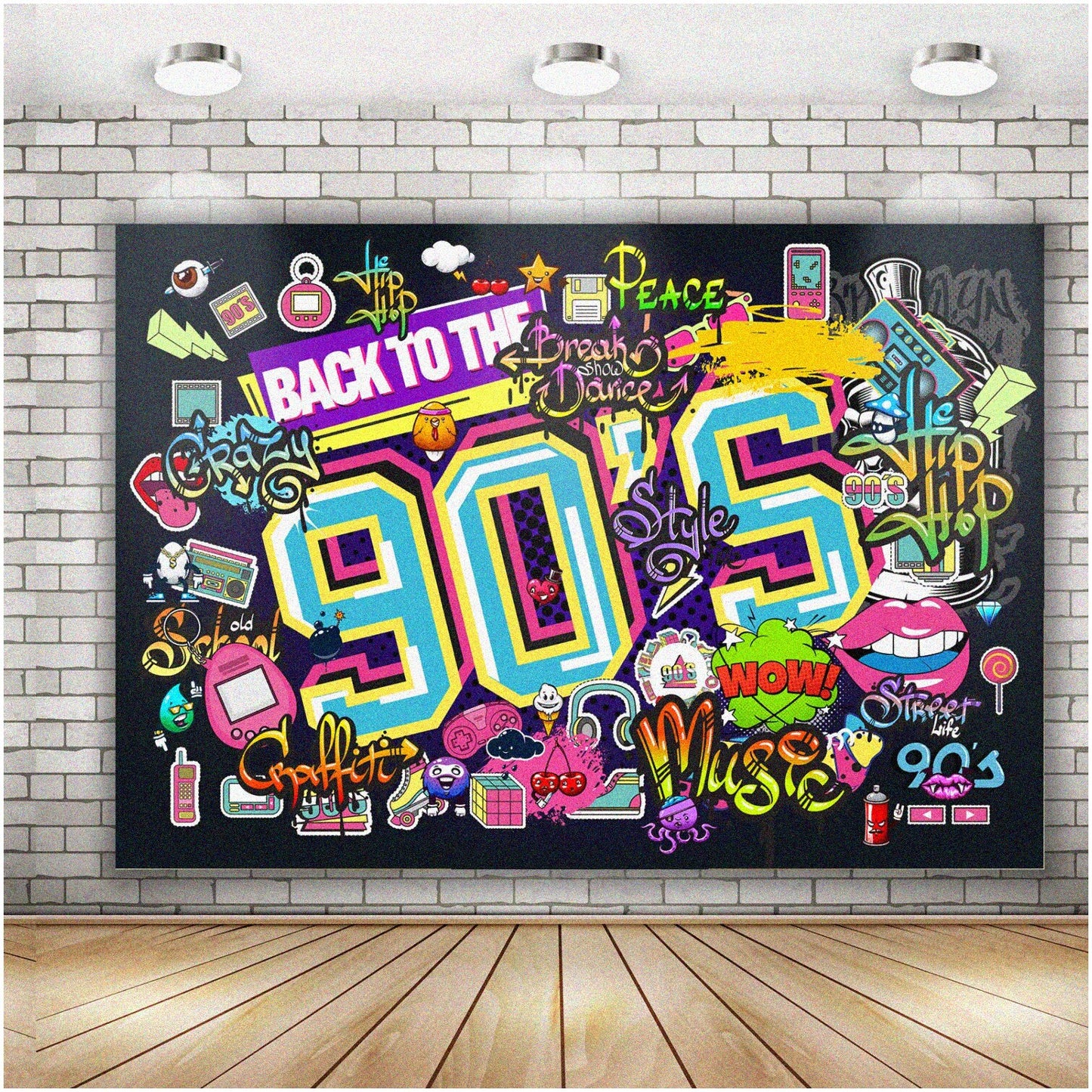 Retro Rewind 90's Party Scene Setter Backdrop 71x49 in