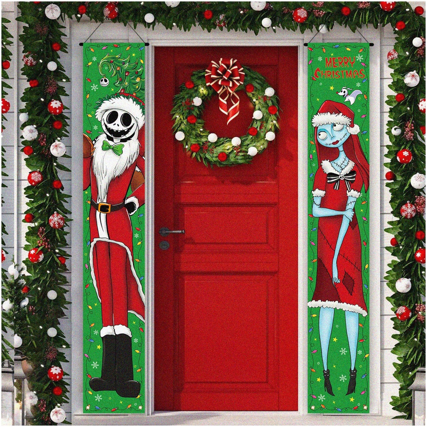 Nightmare Before Porch Party Banner Jack and Sally Decor