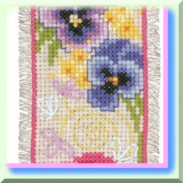 Violet Blooms Cross Stitch Bookmarks Set of 2