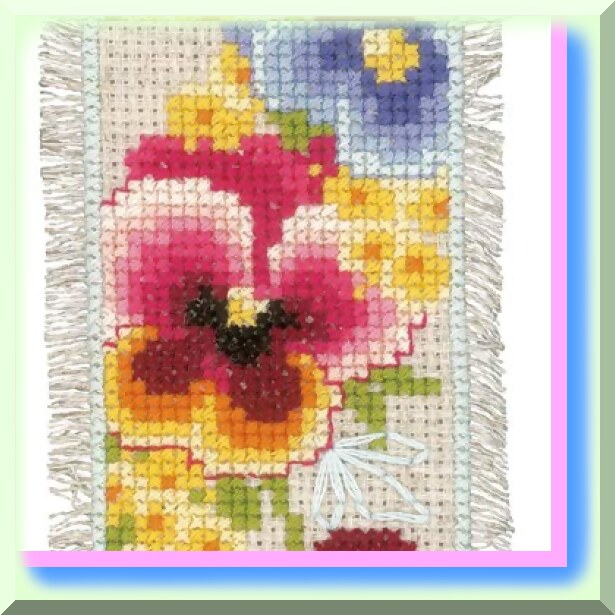 Violet Blooms Cross Stitch Bookmarks Set of 2