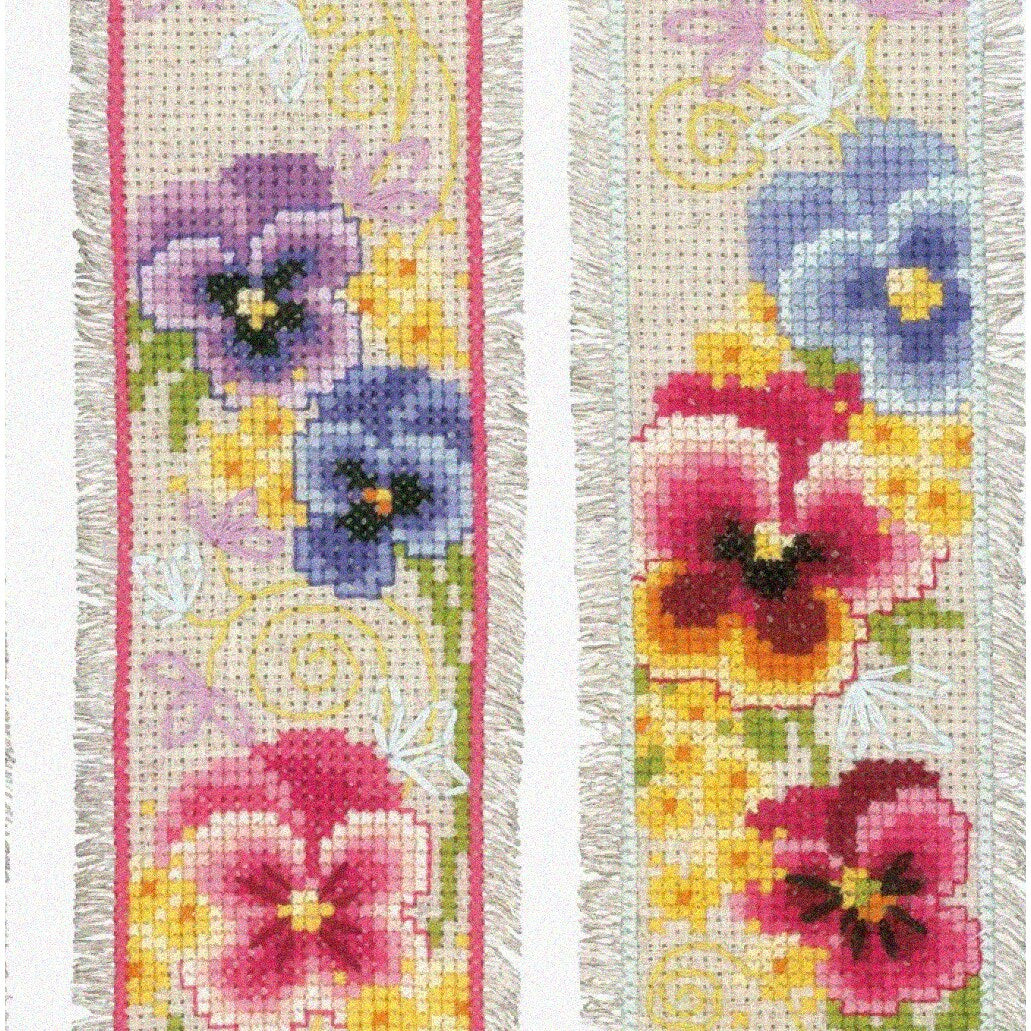 Violet Blooms Cross Stitch Bookmarks Set of 2