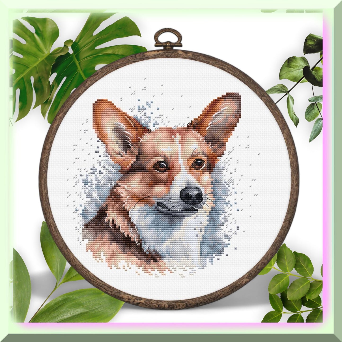 Whimsical Welsh Corgi Cross Stitch Kit for Adults