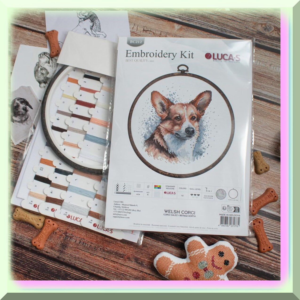 Whimsical Welsh Corgi Cross Stitch Kit for Adults