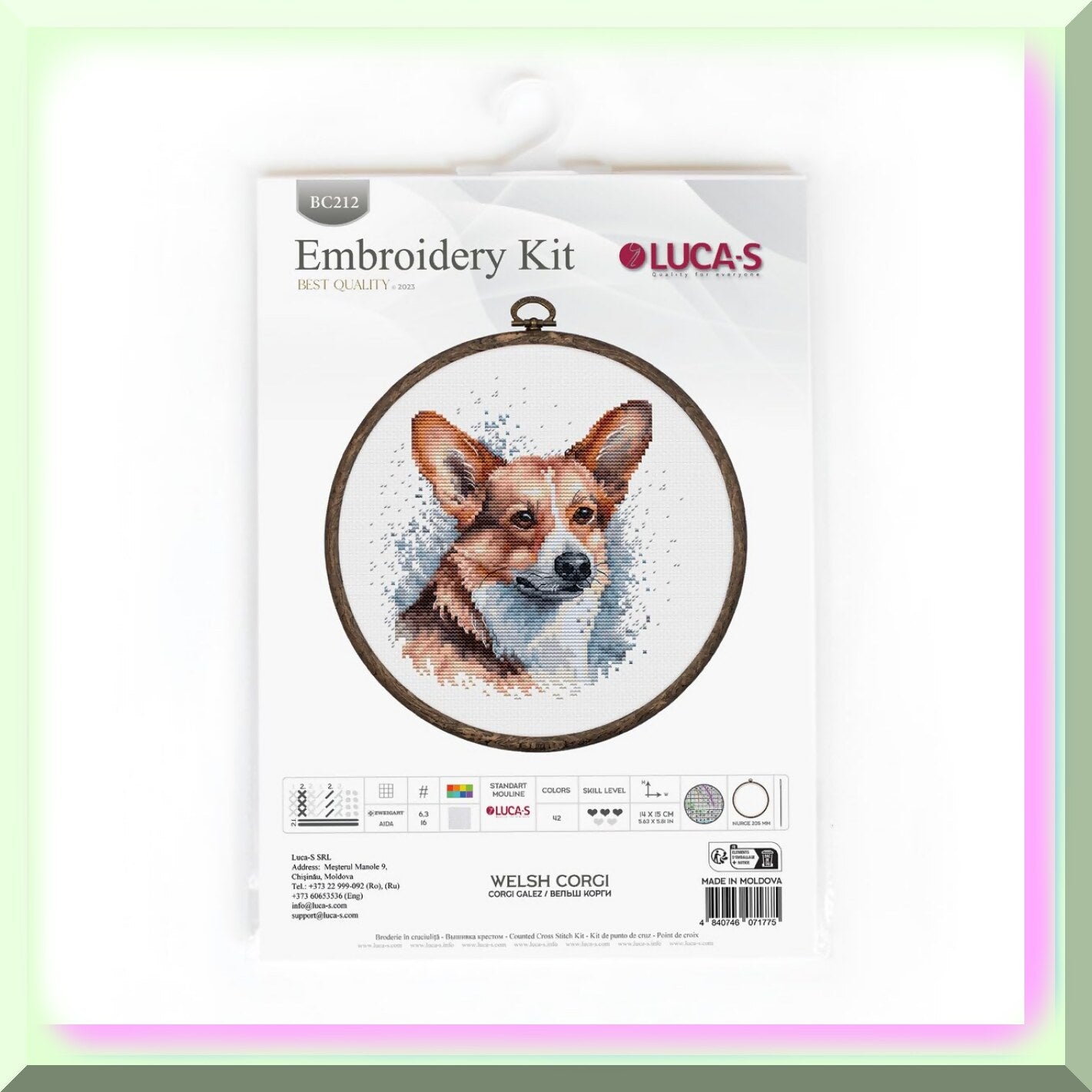 Whimsical Welsh Corgi Cross Stitch Kit for Adults